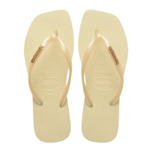 Havaianas mujer - Slim logo metálico crema