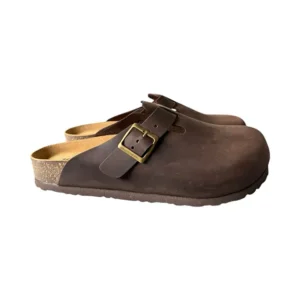 Cuero. Calzado urbano. Sueco hombremujer marrón