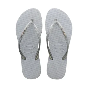 Havaianas mujer. Slim logo metallic plata